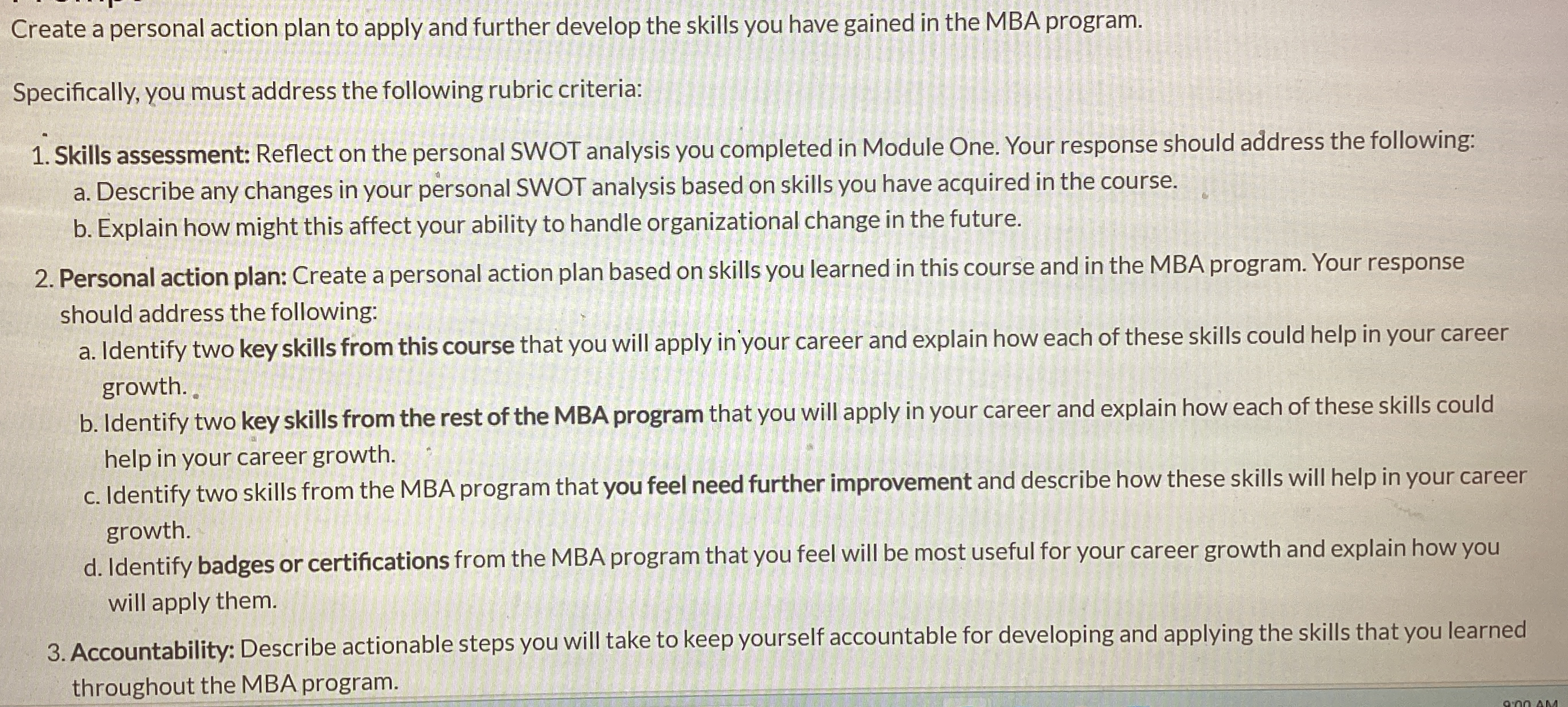  Create a personal action plan to apply and further develop the