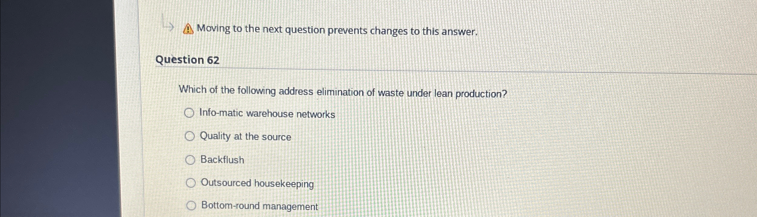  Moving to the next question prevents changes to this answer. Question