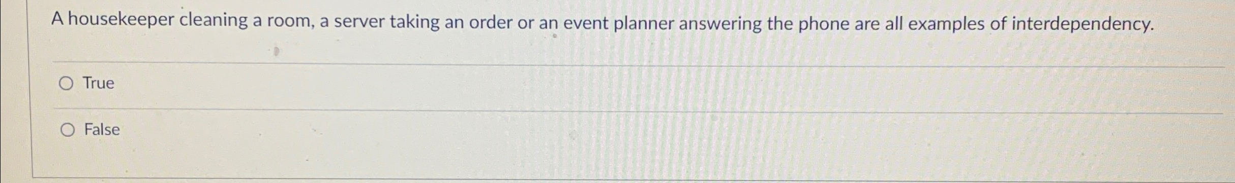  A housekeeper cleaning a room, a server taking an order or