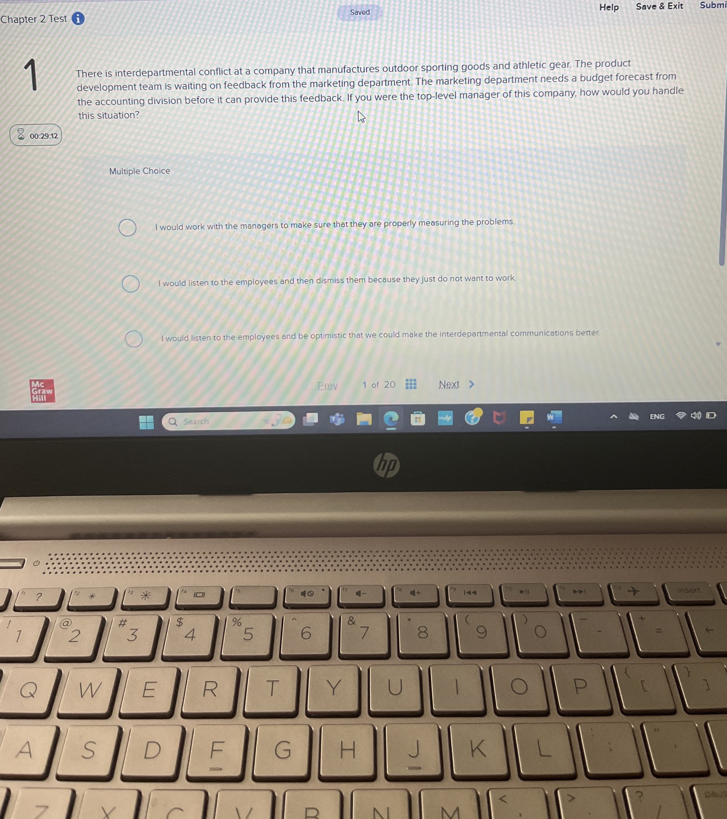  Chapter 2 Test Saved Help Save & Exit Submi (i) 1