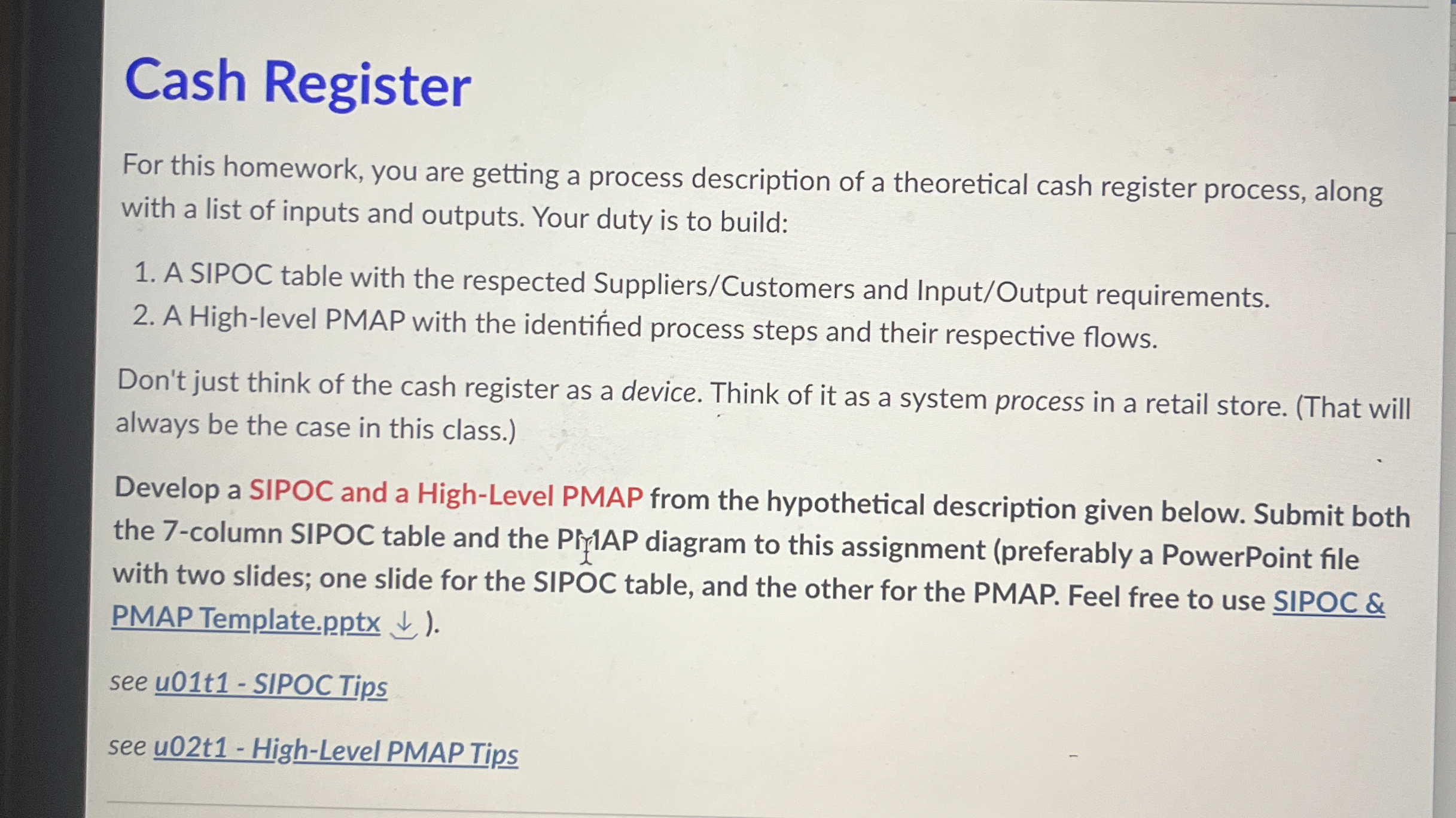  Cash Register For this homework, you are getting a process description