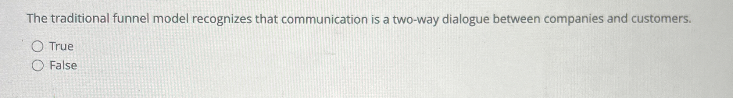  The traditional funnel model recognizes that communication is a two-way dialogue