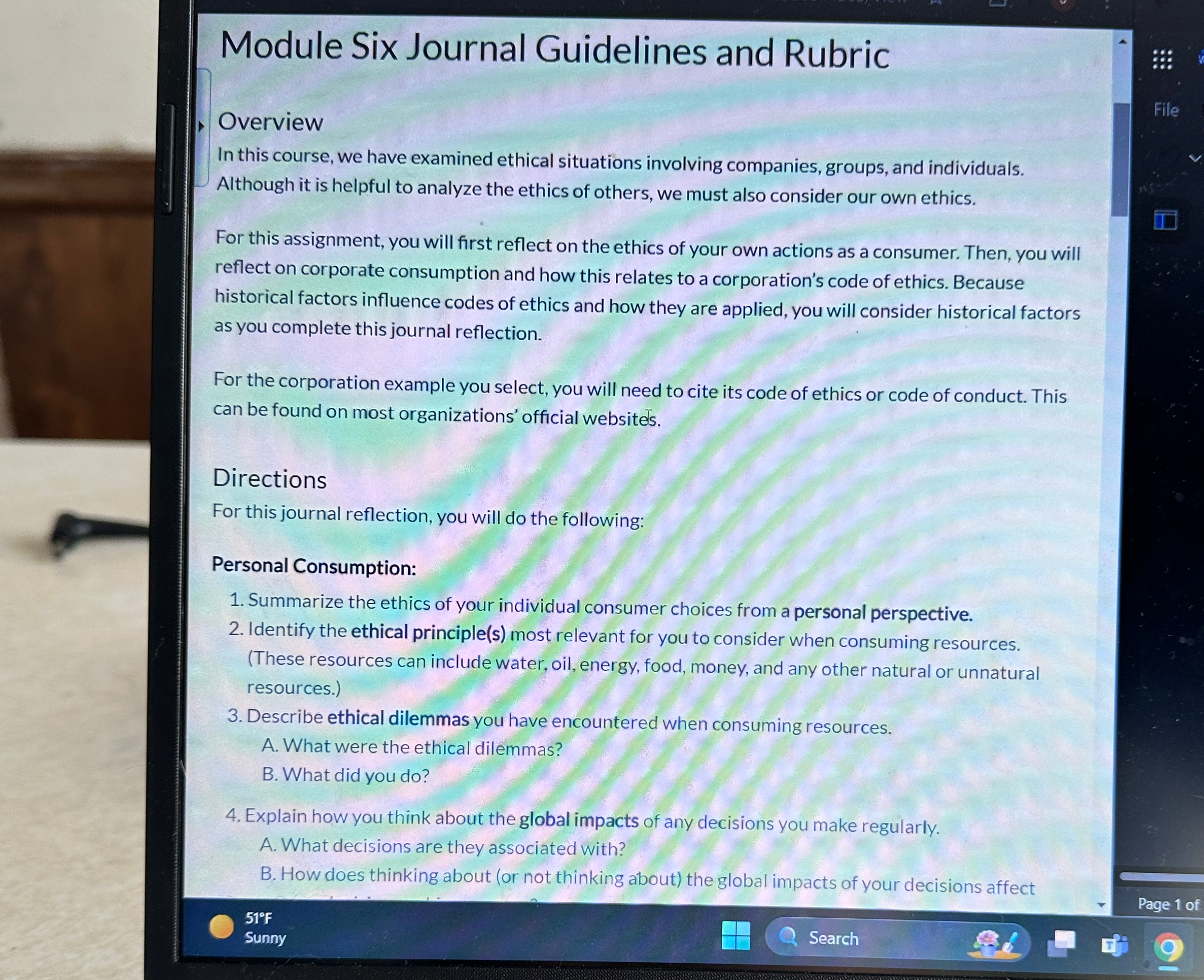 Module Six Journal Guidelines and Rubric Overview In this course, we