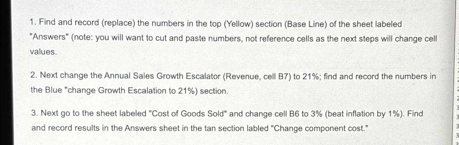  Find and record (replace) the numbers in the top (Yellow) section