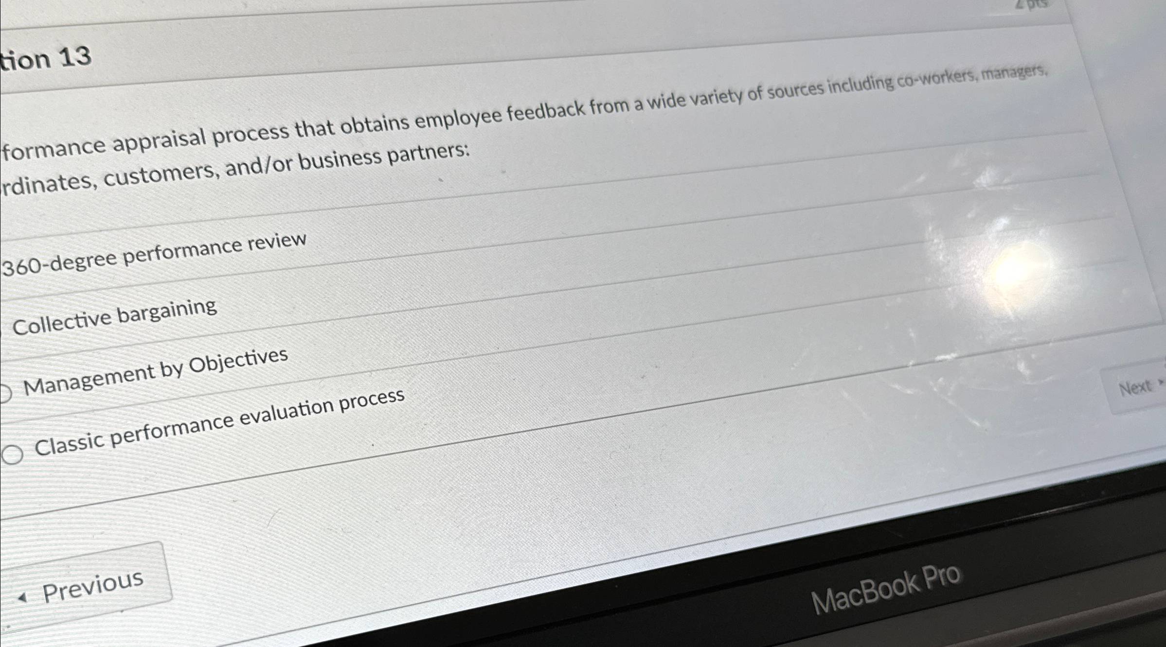  tion 13 formance appraisal process that obtains employee feedback from a
