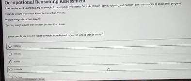  Occupational Reasoning Assessment netsis lan roner rovent zotes 
