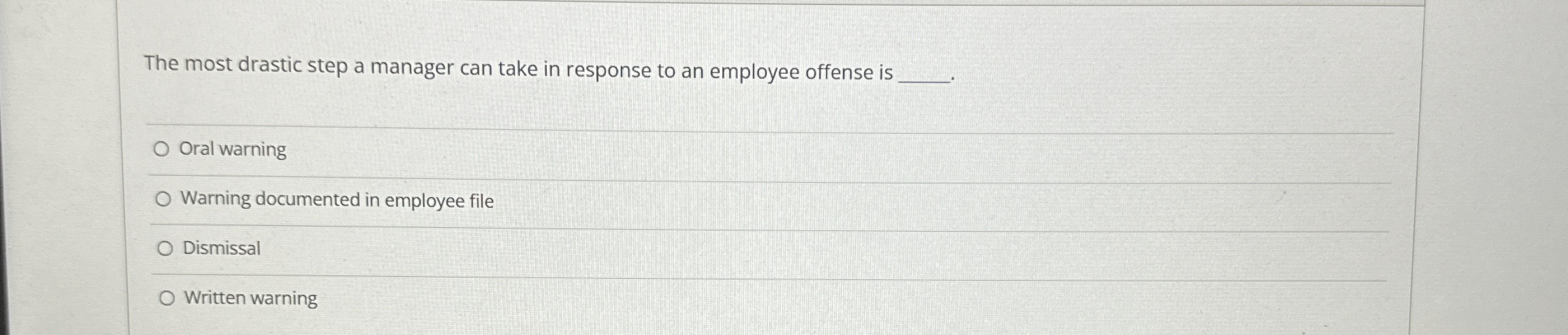  The most drastic step a manager can take in response to