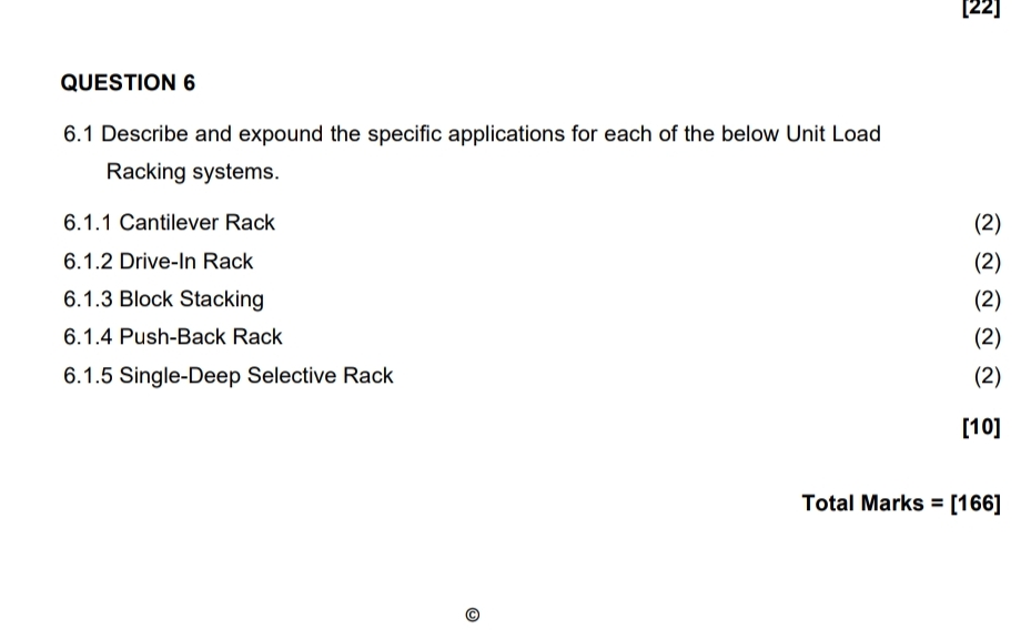  QUESTION 6 6.1 Describe and expound the specific applications for each