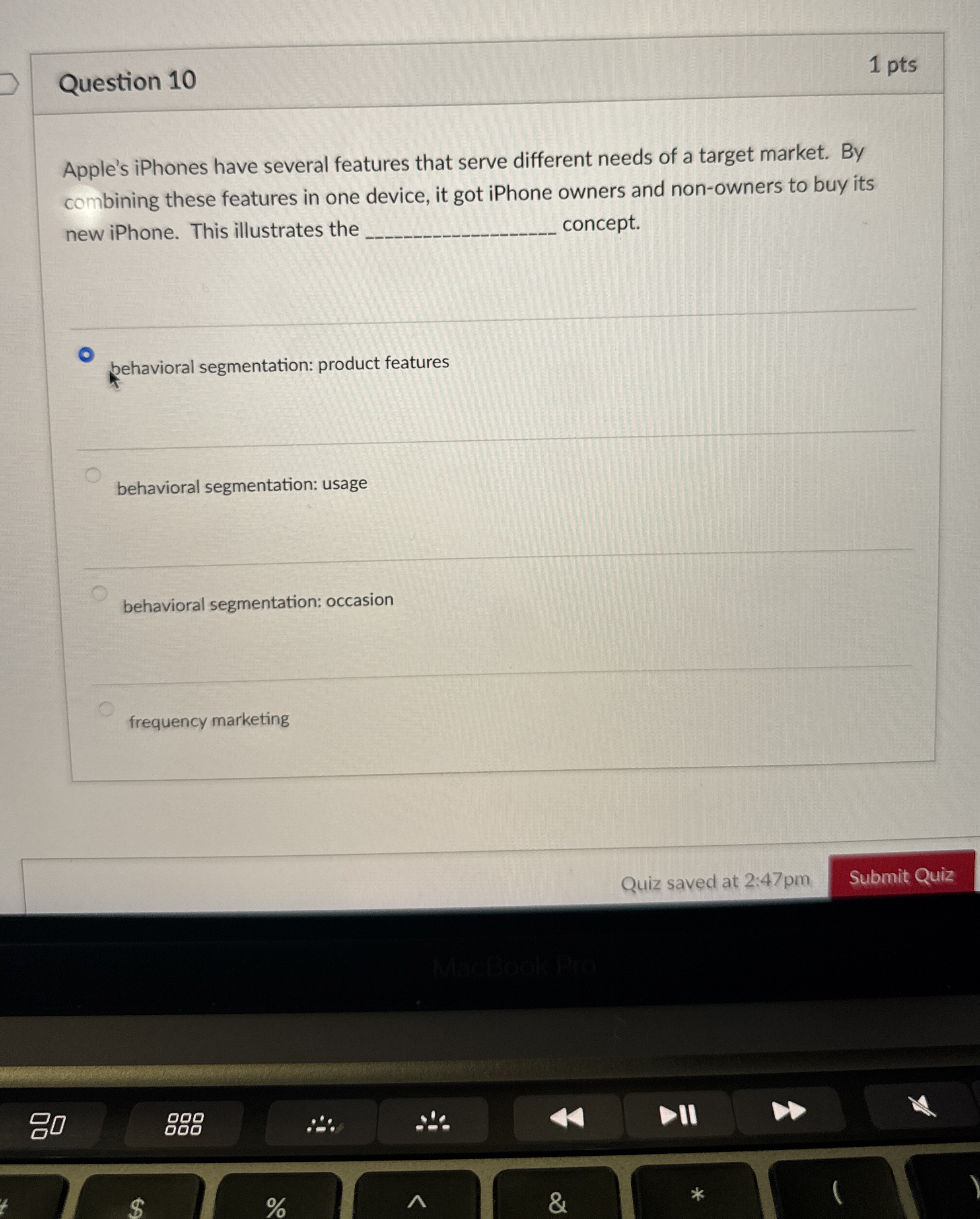 Question 10 Apple's iPhones have several features that serve different needs