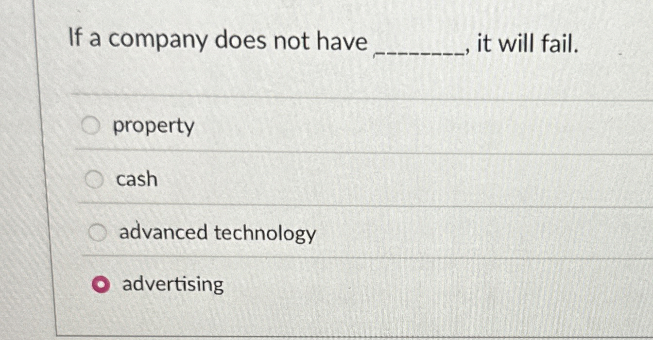  If a company does not have q,, it will fail. property