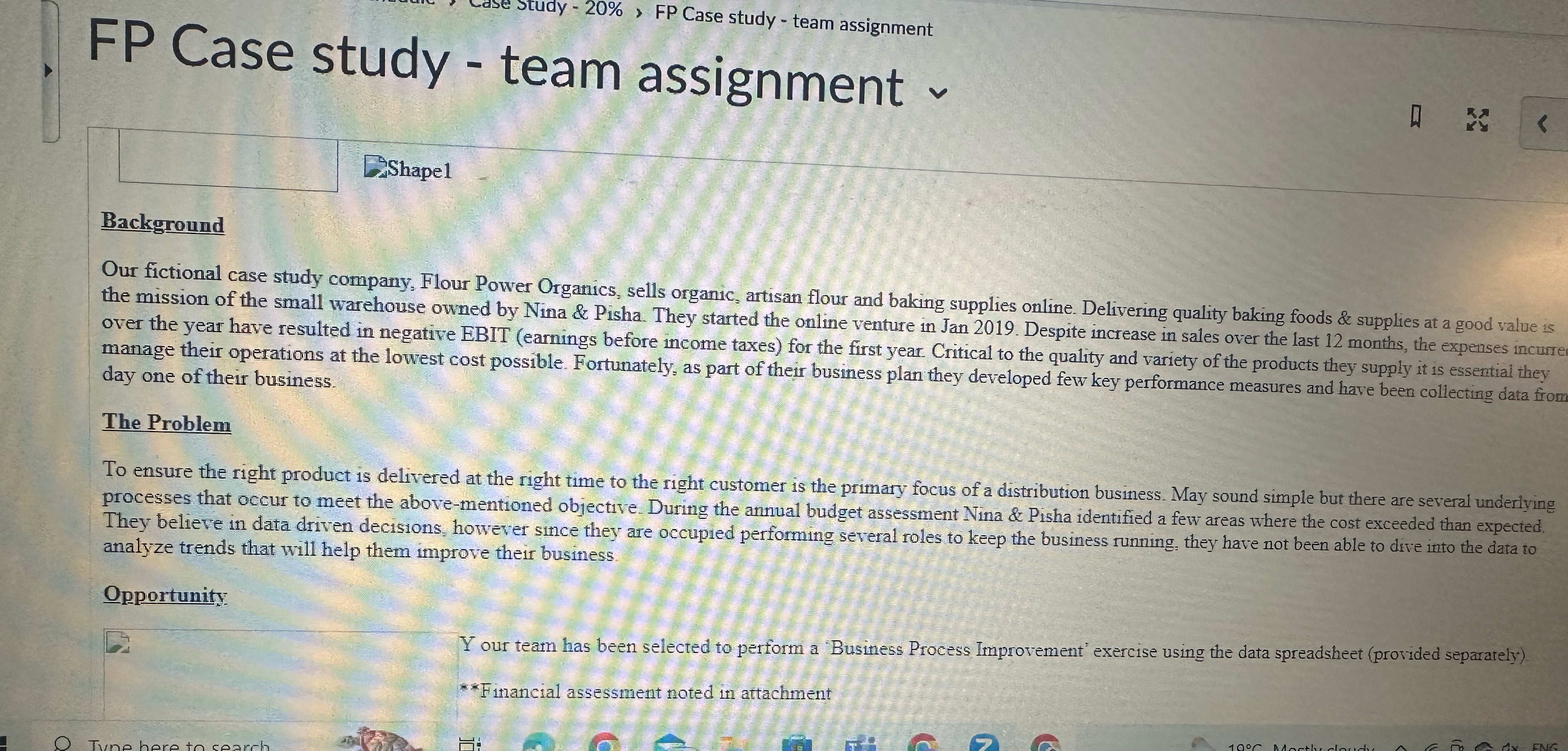  FP C Case study - team assignment Shape1 Background Our fictional