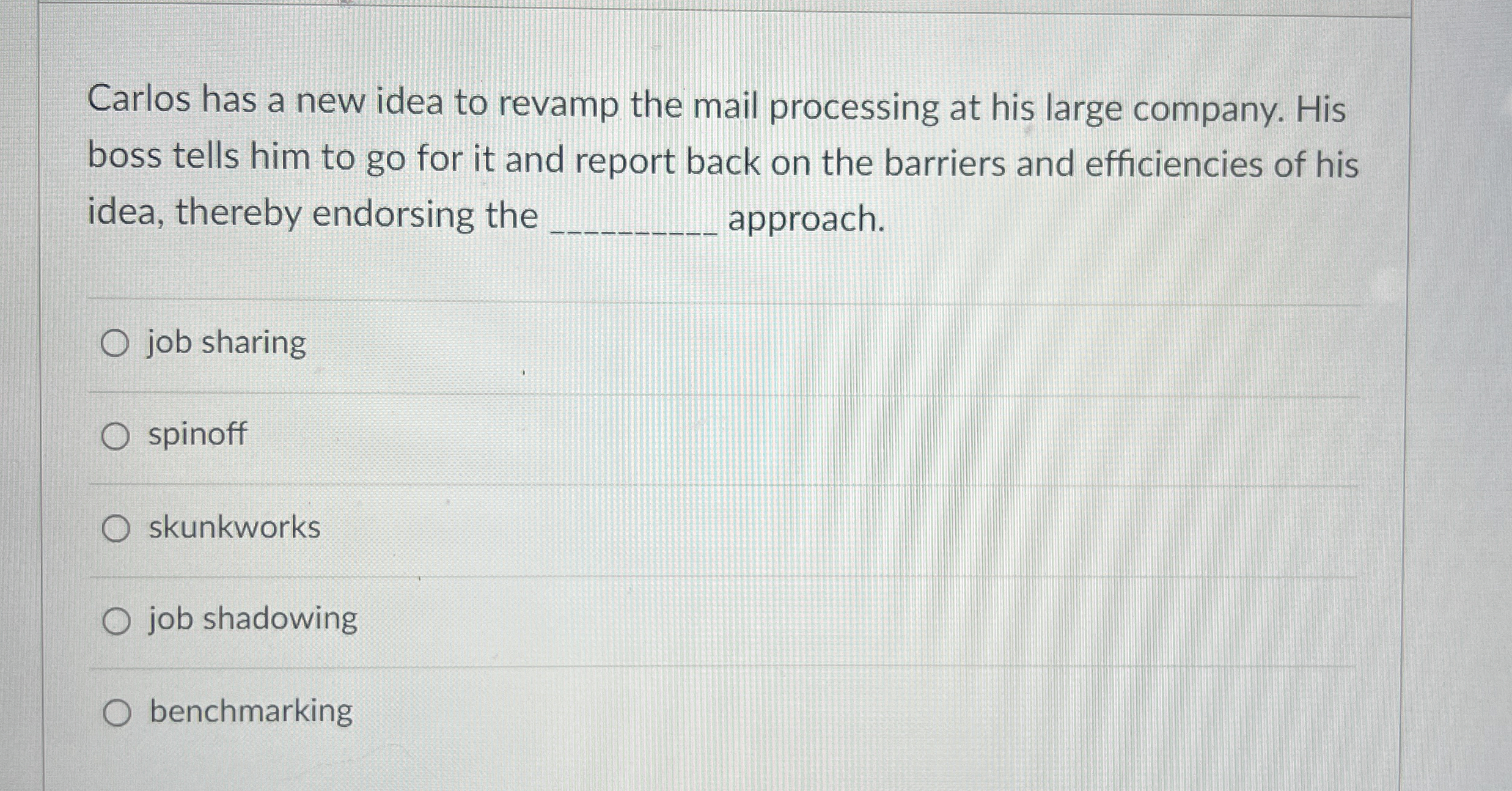  Carlos has a new idea to revamp the mail processing at