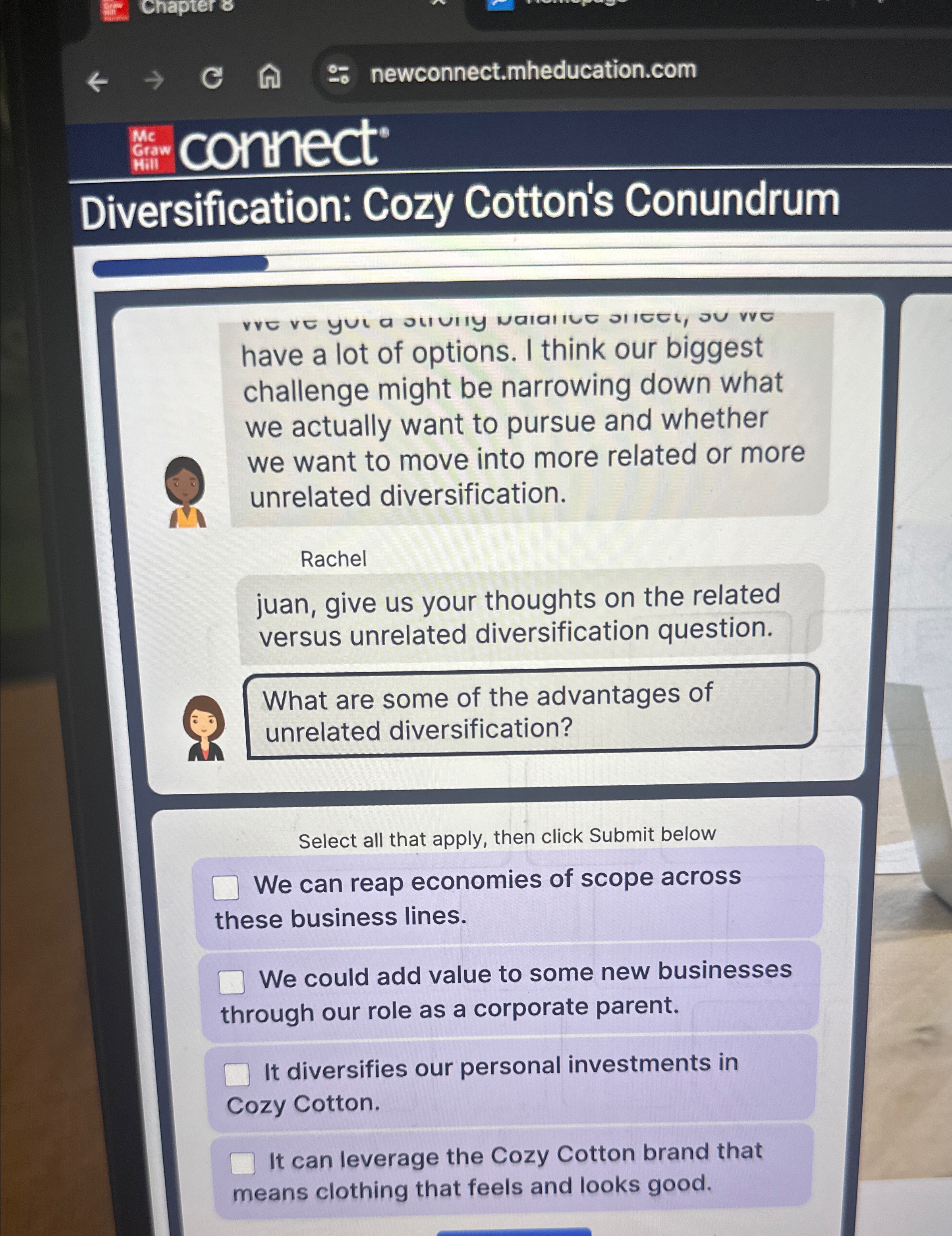  Chapter 8 Mc Graw Graw Diversification: Cozy Cotton's Conundrum have a