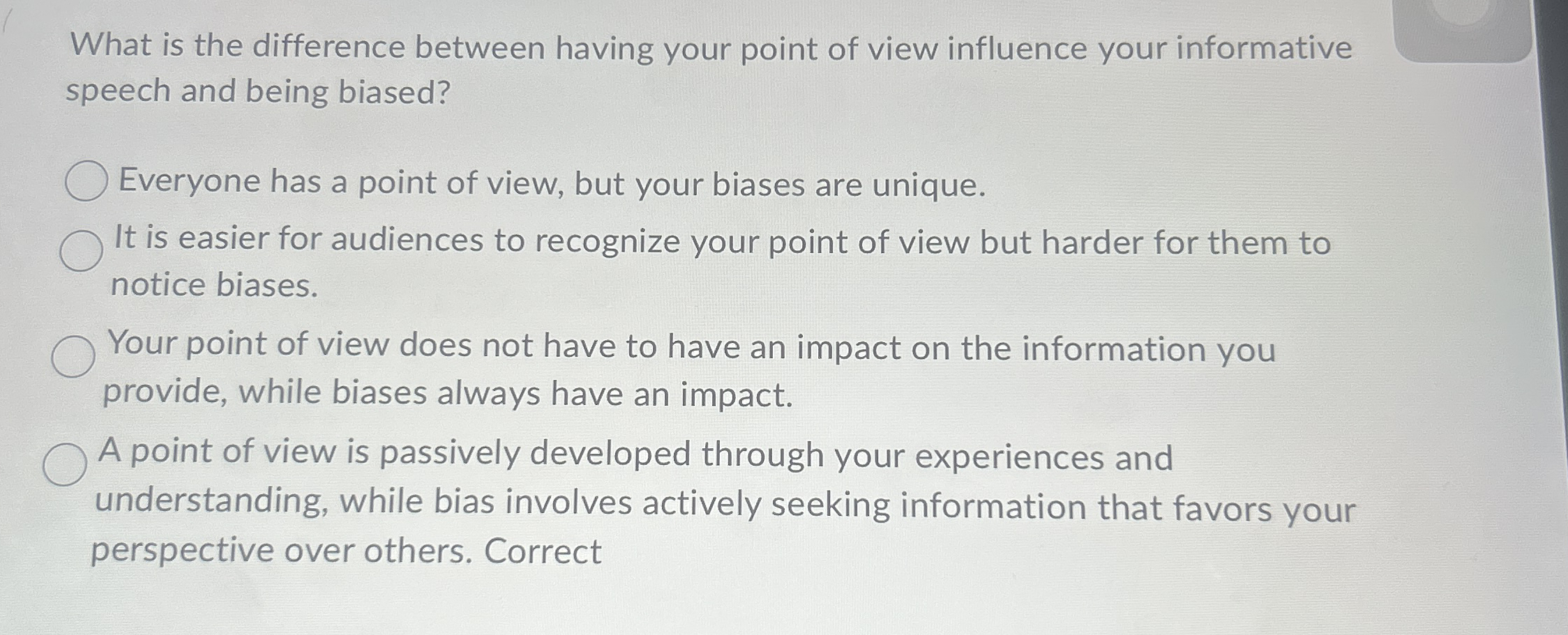  What is the difference between having your point of view influence