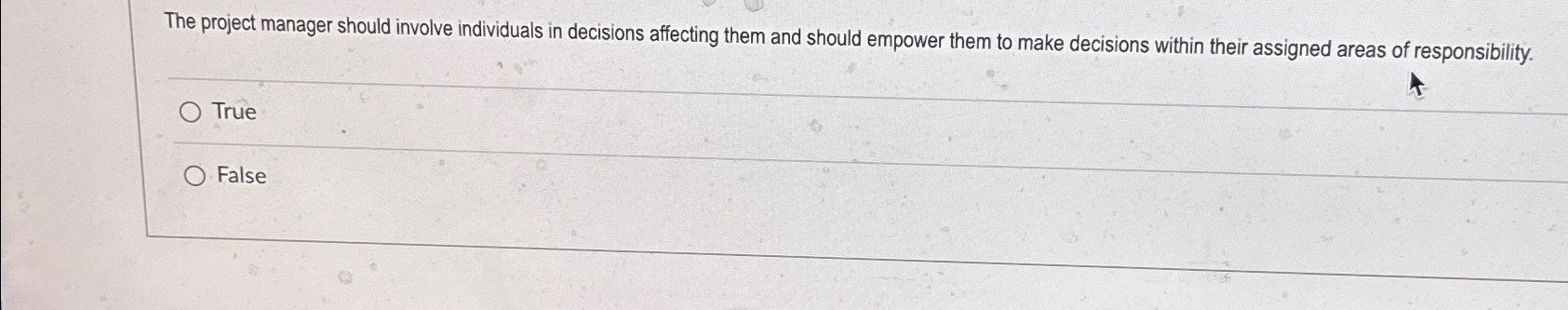  The project manager should involve individuals in decisions affecting them and