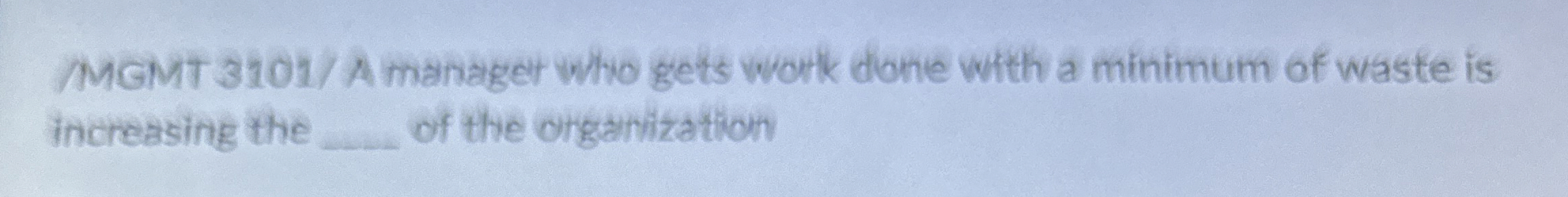  MGMT 3101/A manager who gets work done with a minimum of