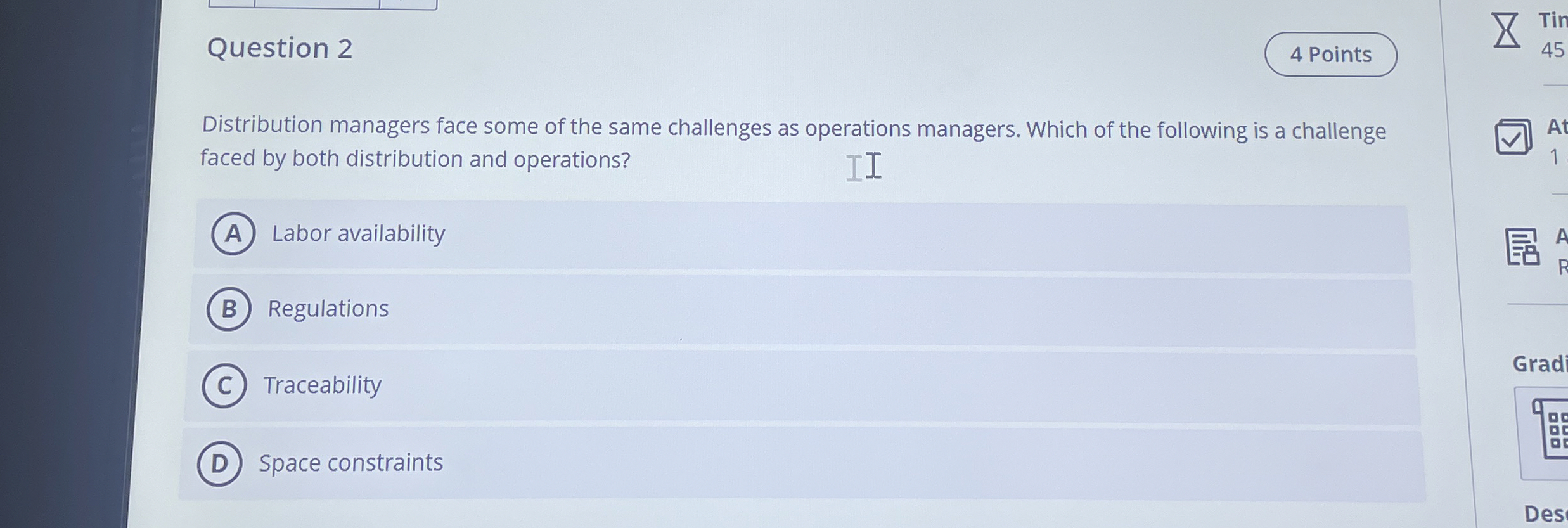  Question 2 4 Points Distribution managers face some of the same
