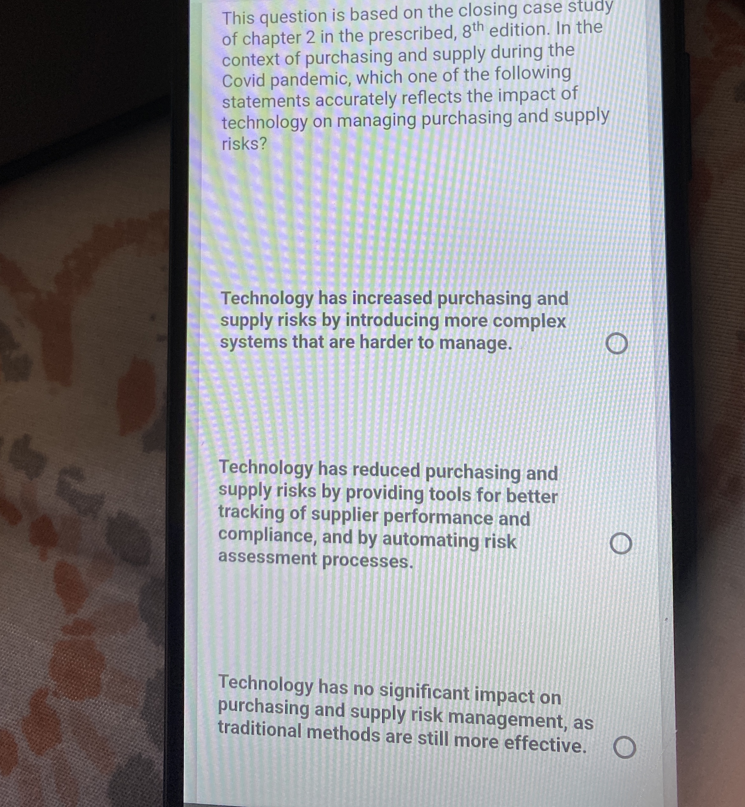  This question is based on the closing case study of chapter