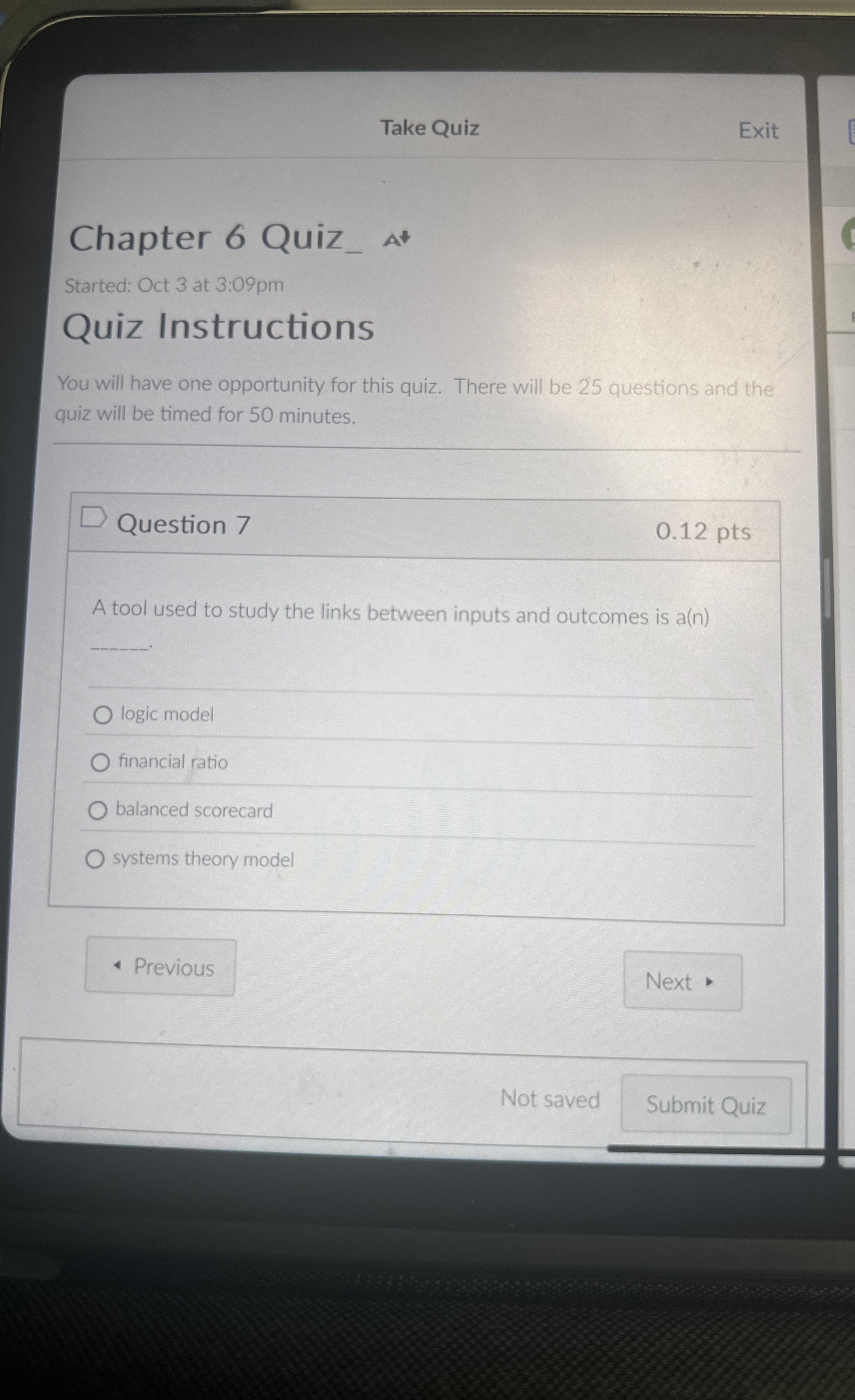  Question 7 0.12 pts A tool used to study the links