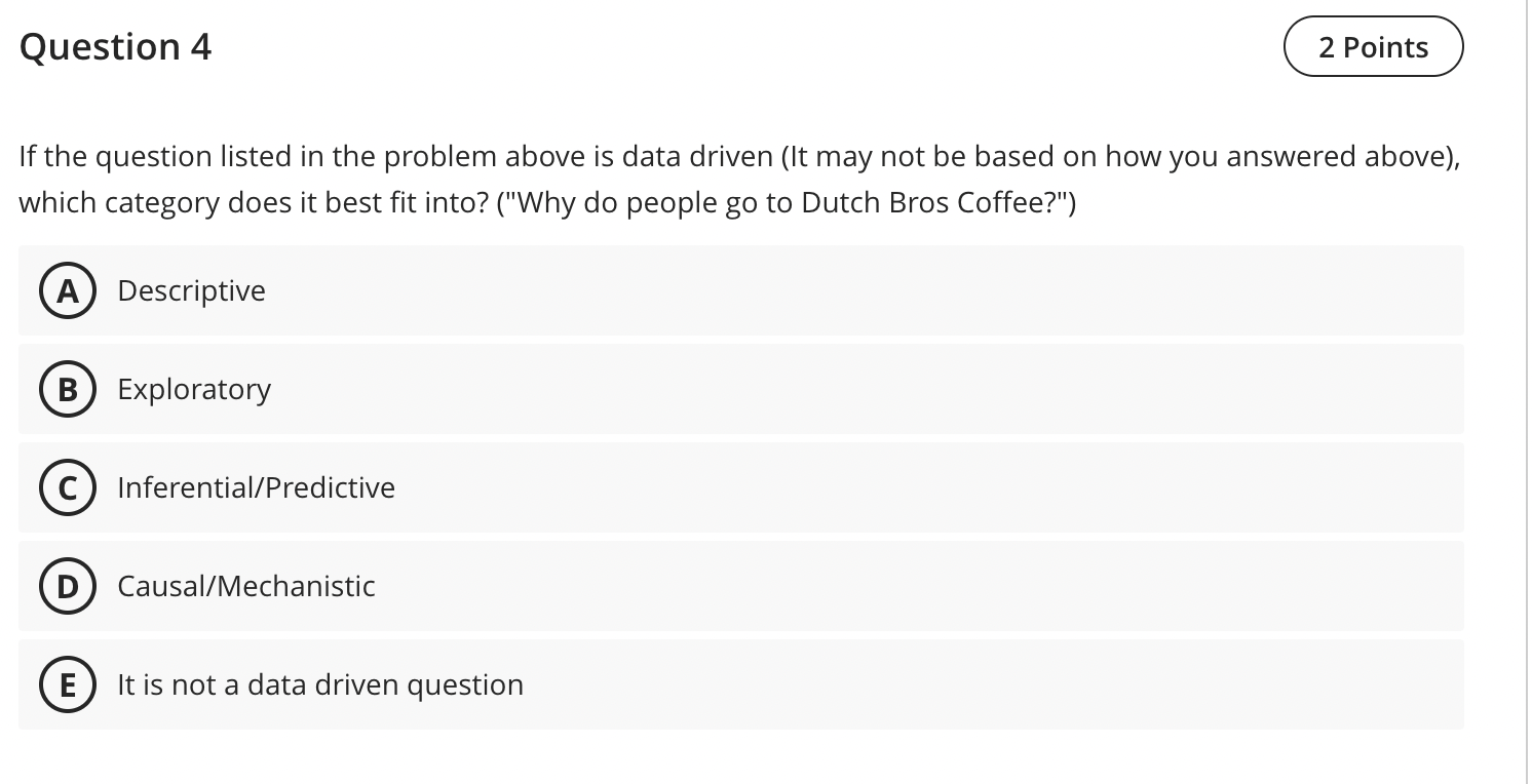  Question 4 If the question listed in the problem above is