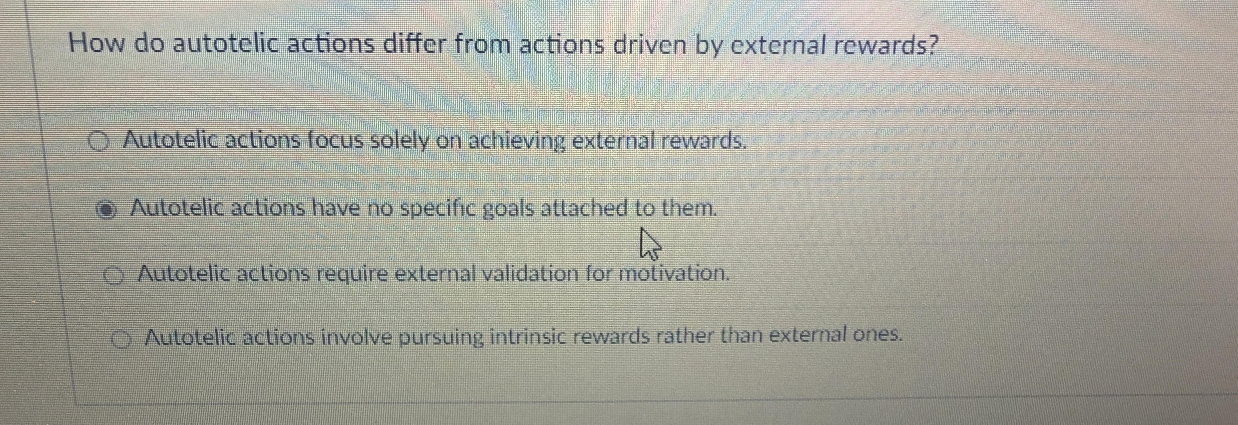  How do autotelic actions differ from actions driven by external rewards?