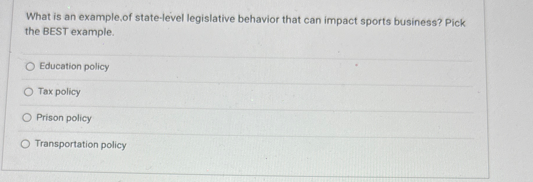  What is an example, of state-level legislative behavior that can impact