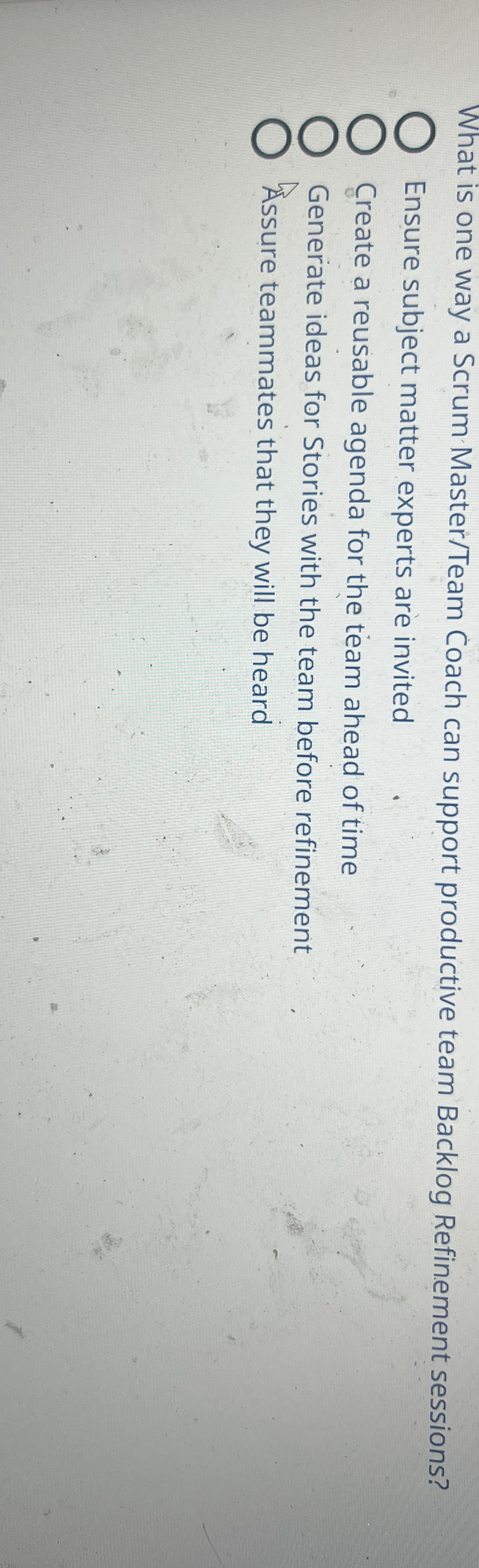  What is one way a Scrum Master/Team Coach can support productive