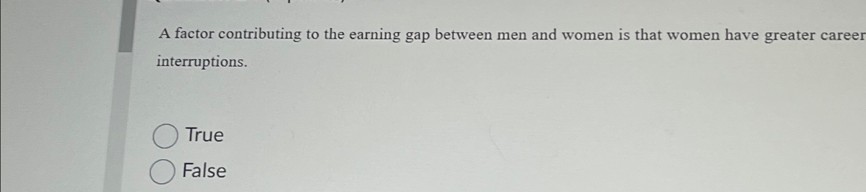  A factor contributing to the earning gap between men and women