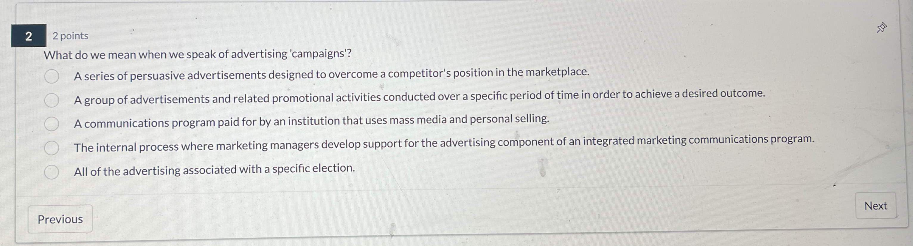  2 2 points What do we mean when we speak of