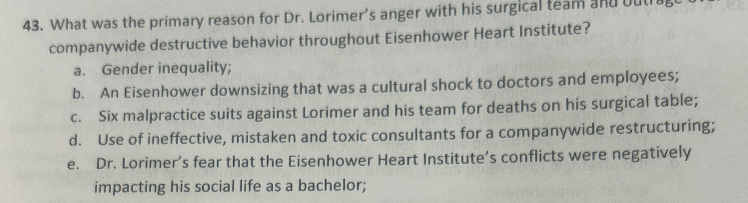  What was the primary reason for Dr. Lorimer's anger with his