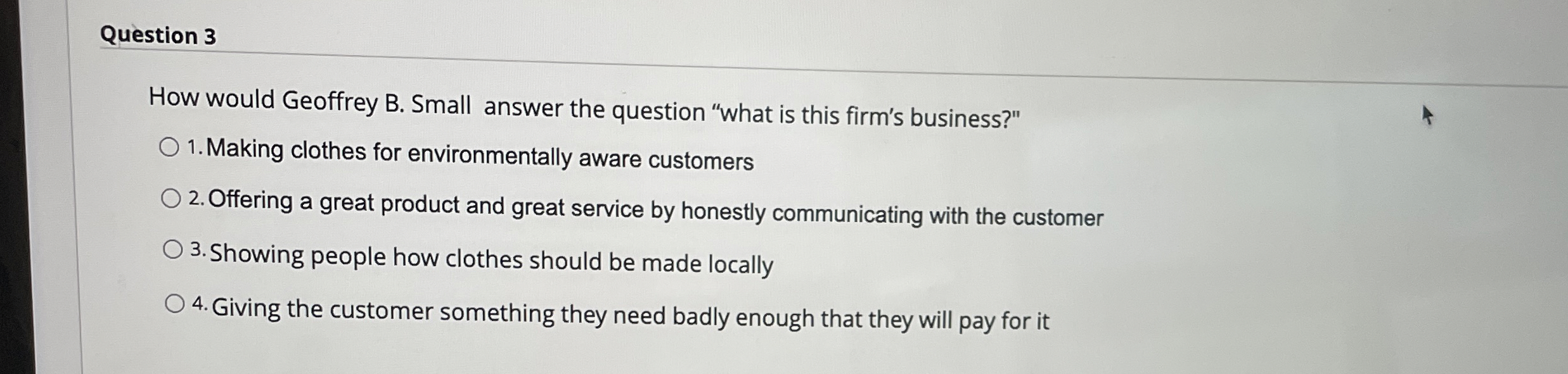  Question 3 How would Geoffrey B. Small answer the question "what