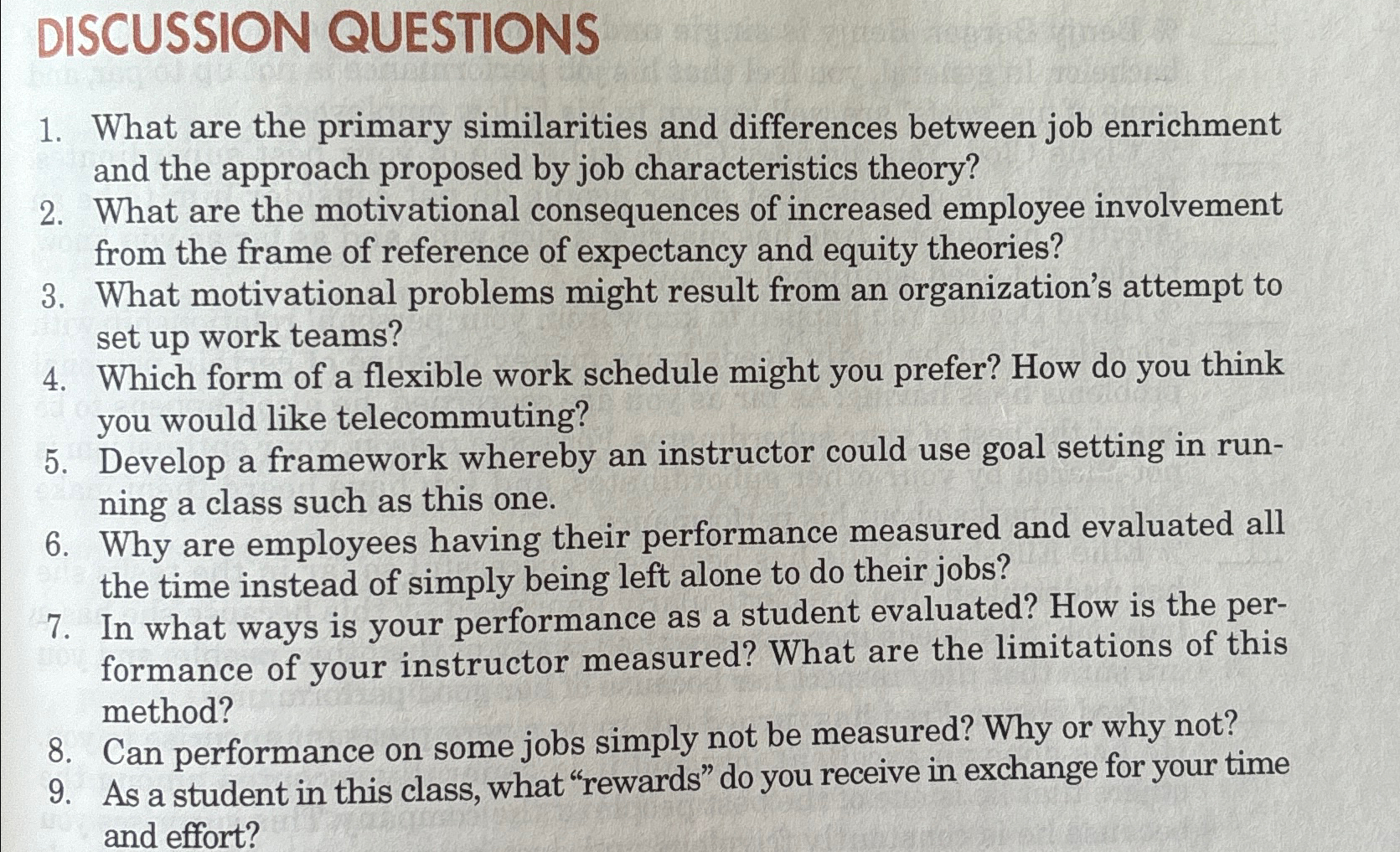  DISCUSSION QUESTIONS What are the primary similarities and differences between job