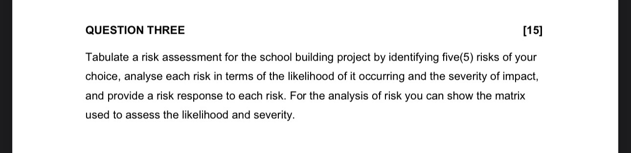  The following question is for the module : Project Management. answer