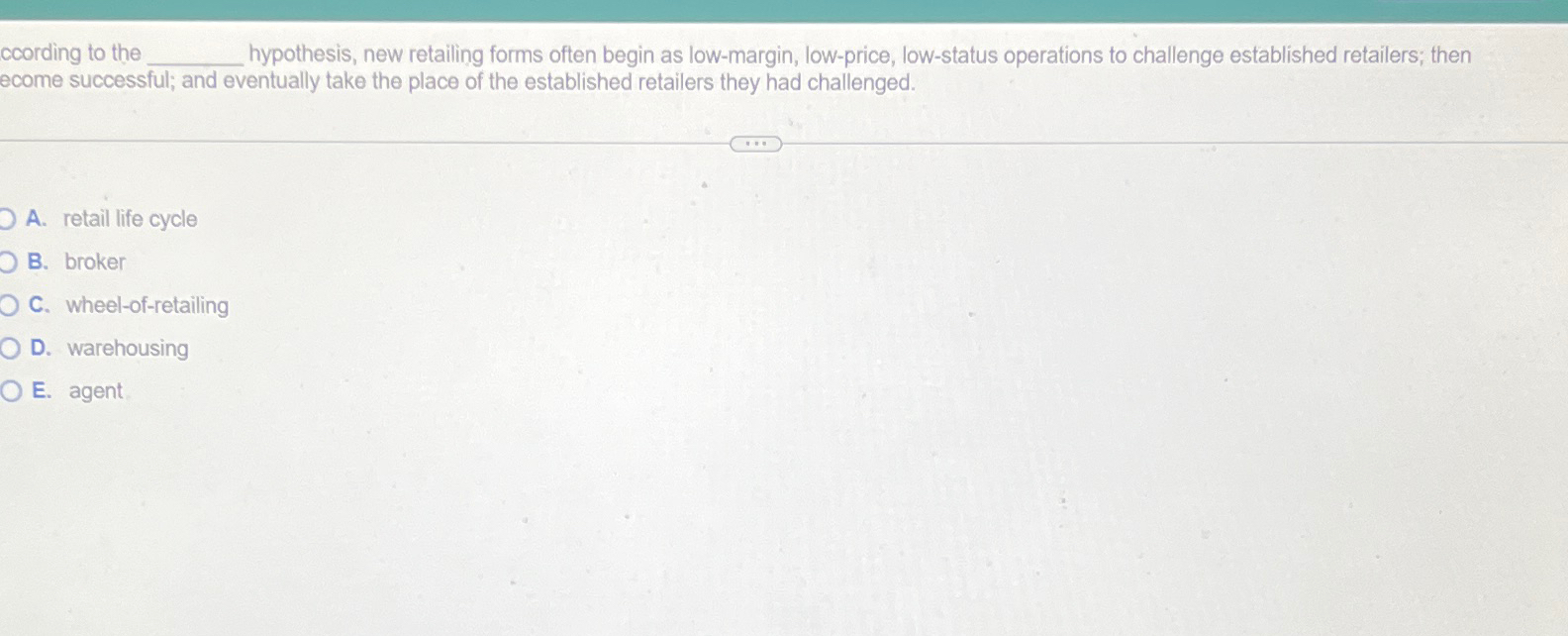  According to the hypothesis, new retailing forms often begin as low-margin,