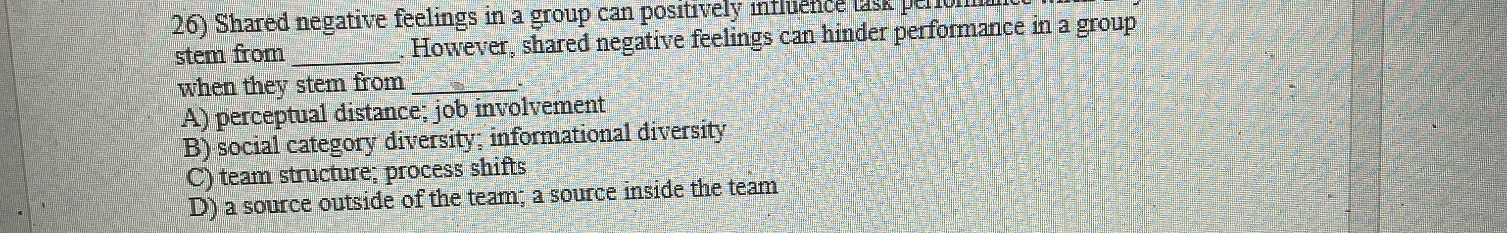  Shared negative feelings in a group can positively intluence lask stem