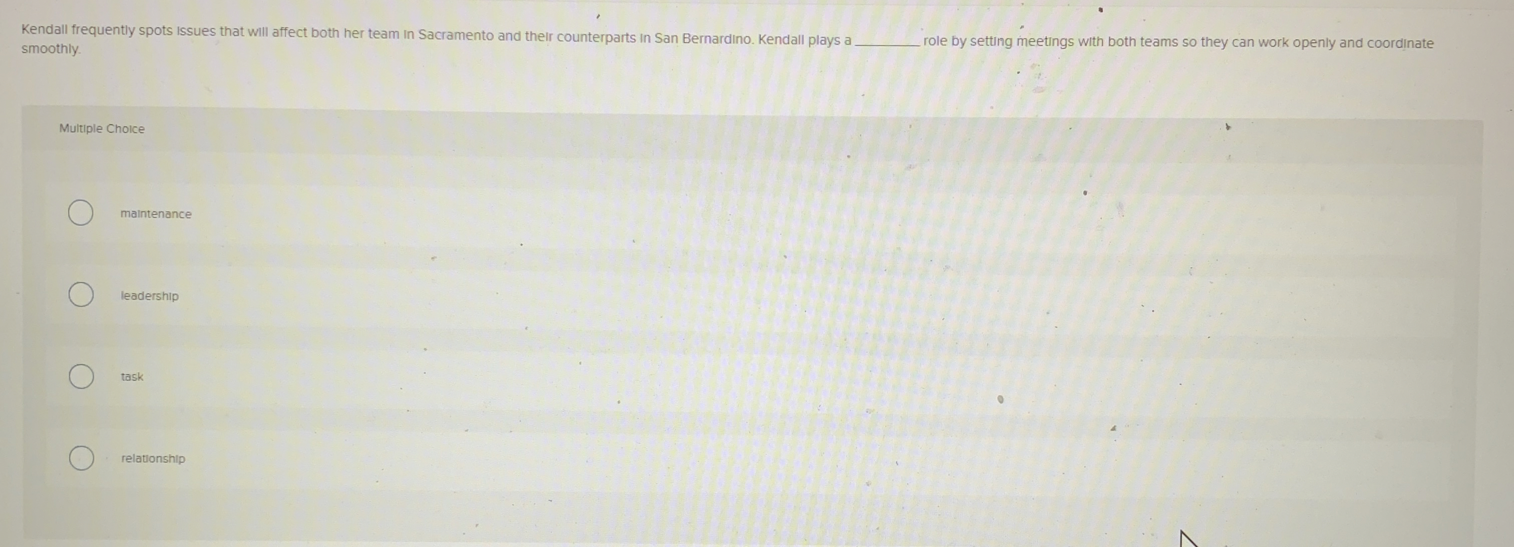  Kendall frequently spots issues that will affect both her team in