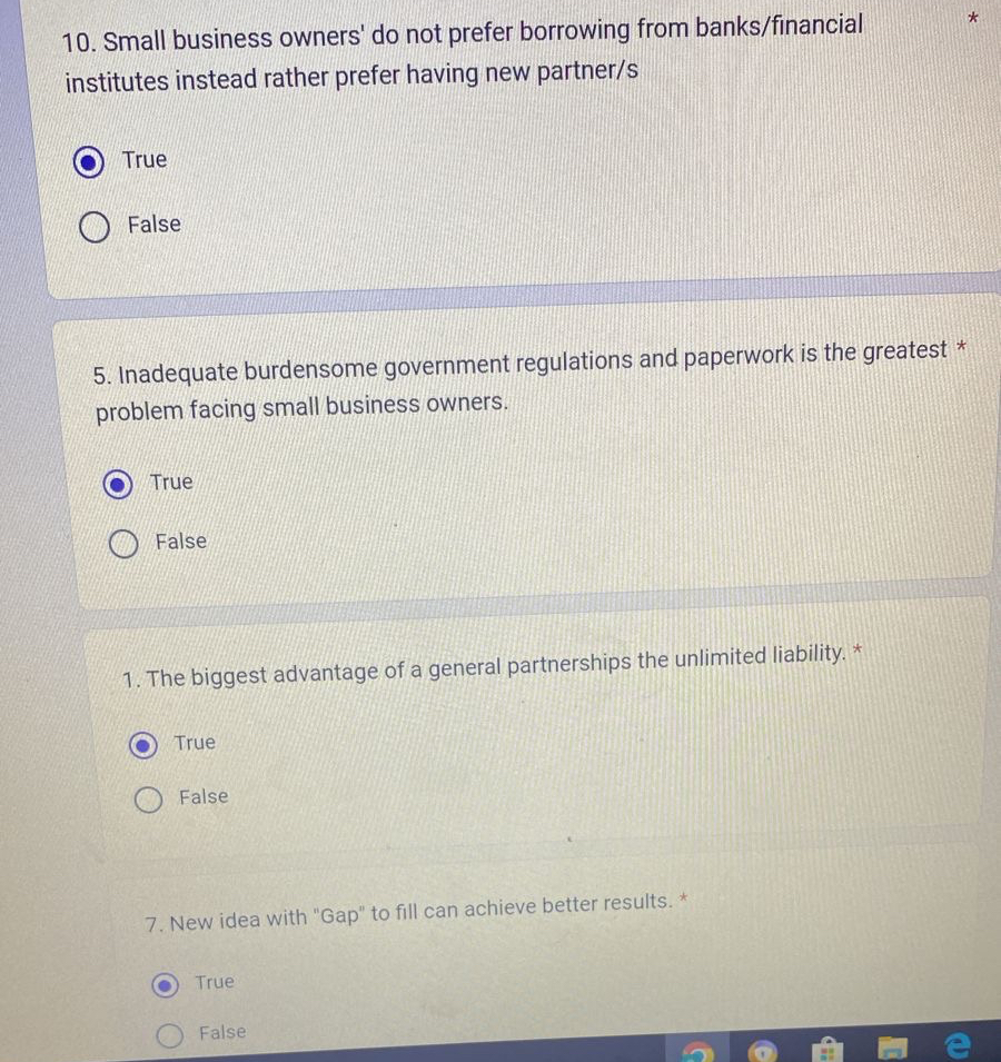  1-Small business owners' do not prefer borrowing from banks/financial institutes instead