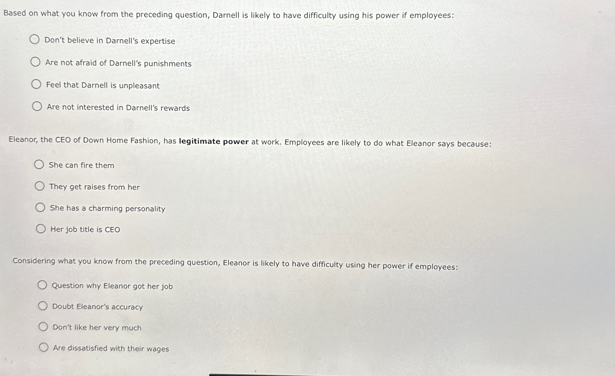  Based on what you know from the preceding question, Darnell is