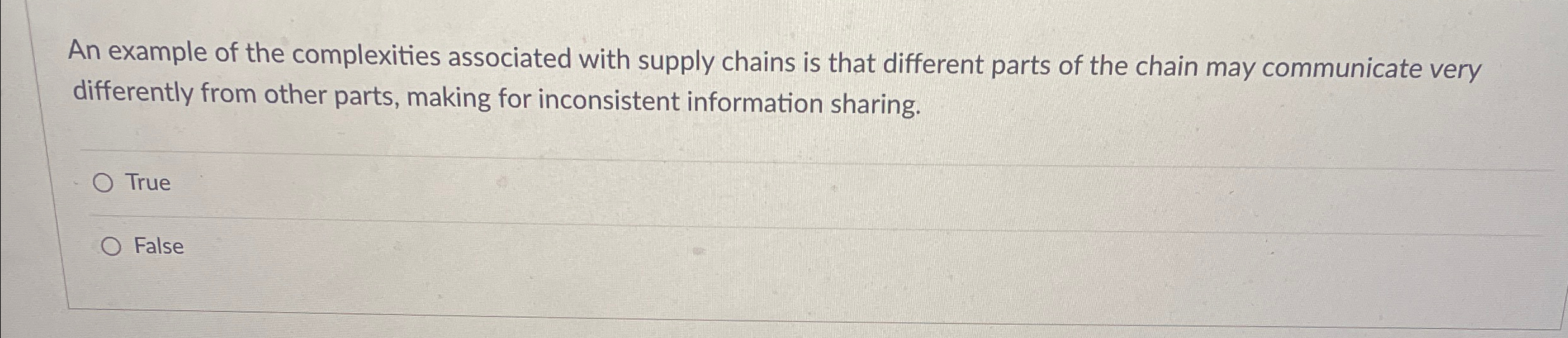  An example of the complexities associated with supply chains is that