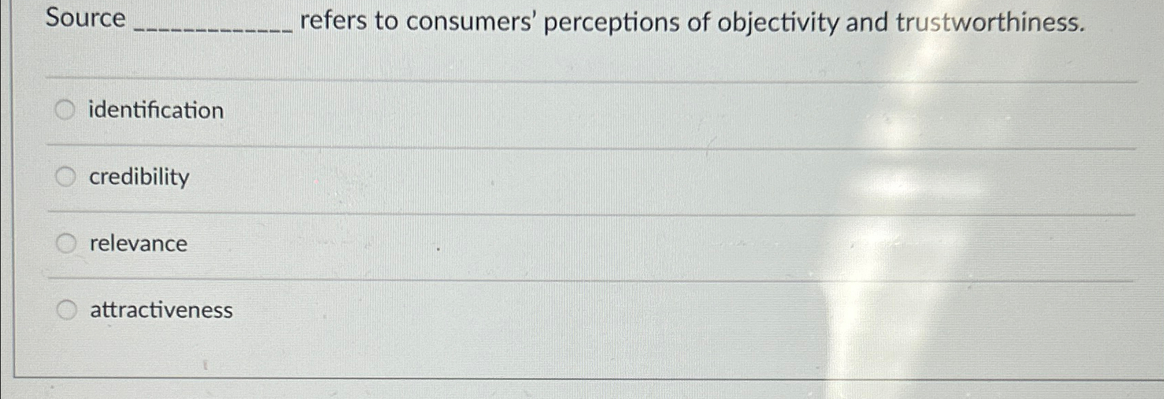  Source . refers to consumers' perceptions of objectivity and trustworthiness. identification