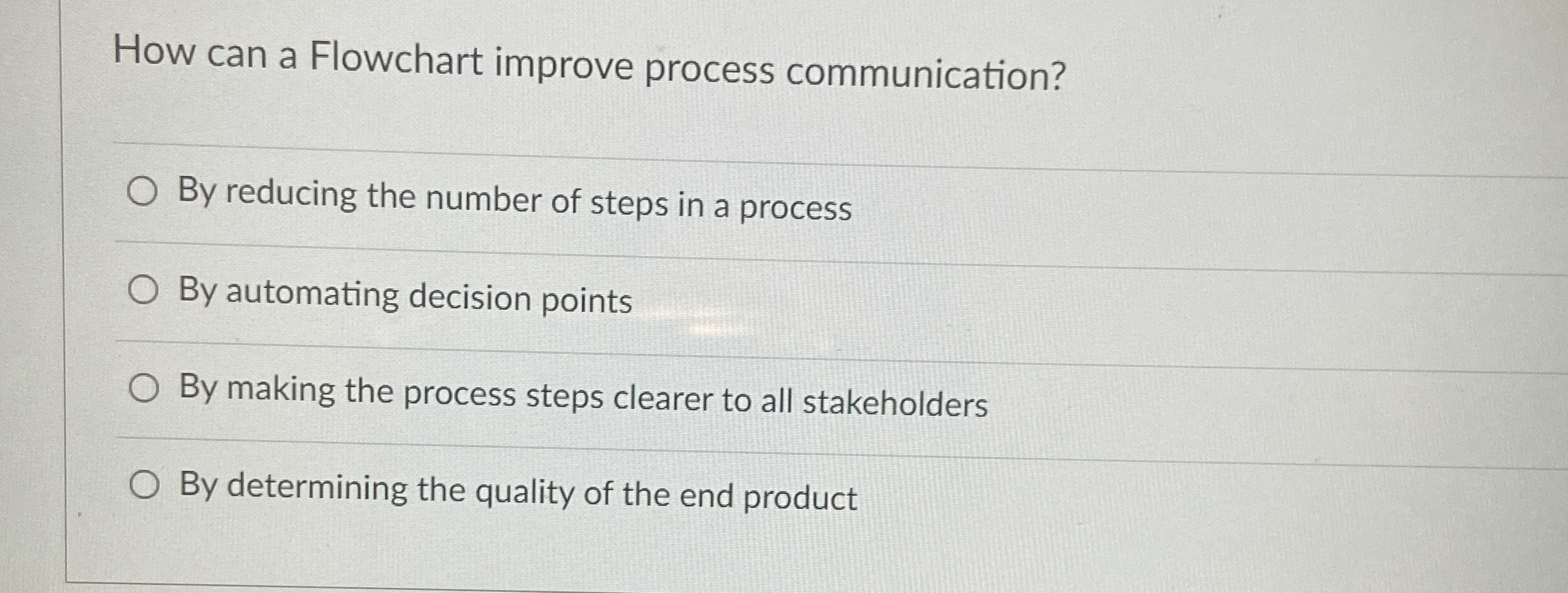  How can a Flowchart improve process communication? By reducing the number