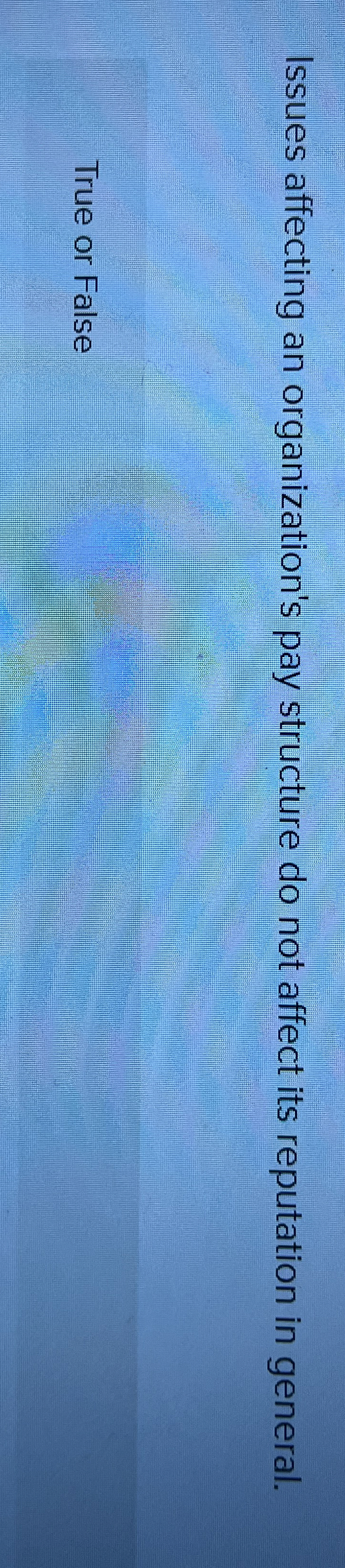  Issues affecting an organization's pay structure do not affect its reputation