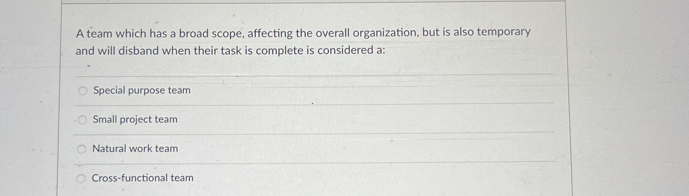  A team which has a broad scope, affecting the overall organization,