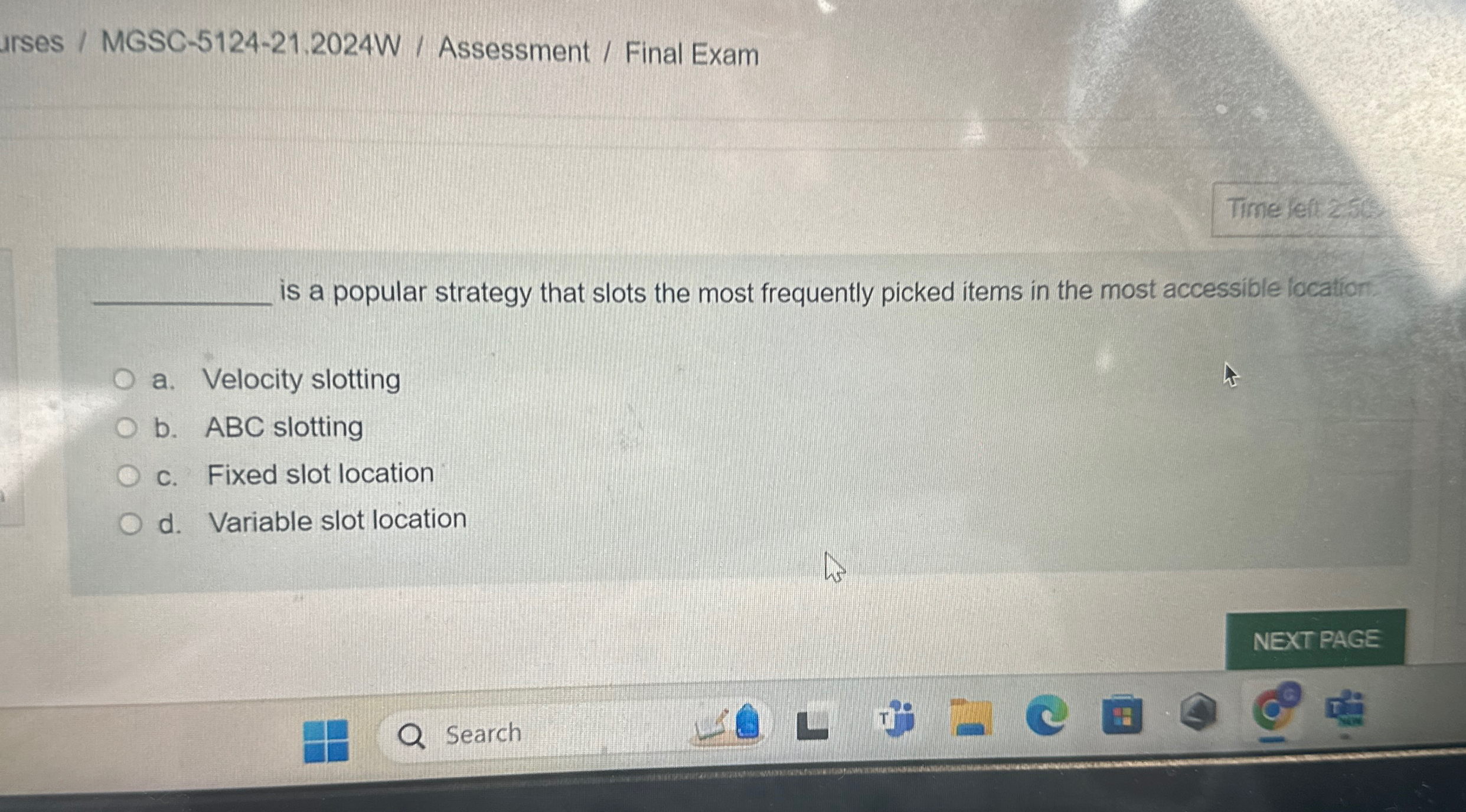  MGSC-5124-21.2024W / Assessment / Final Exam is a popular strategy that