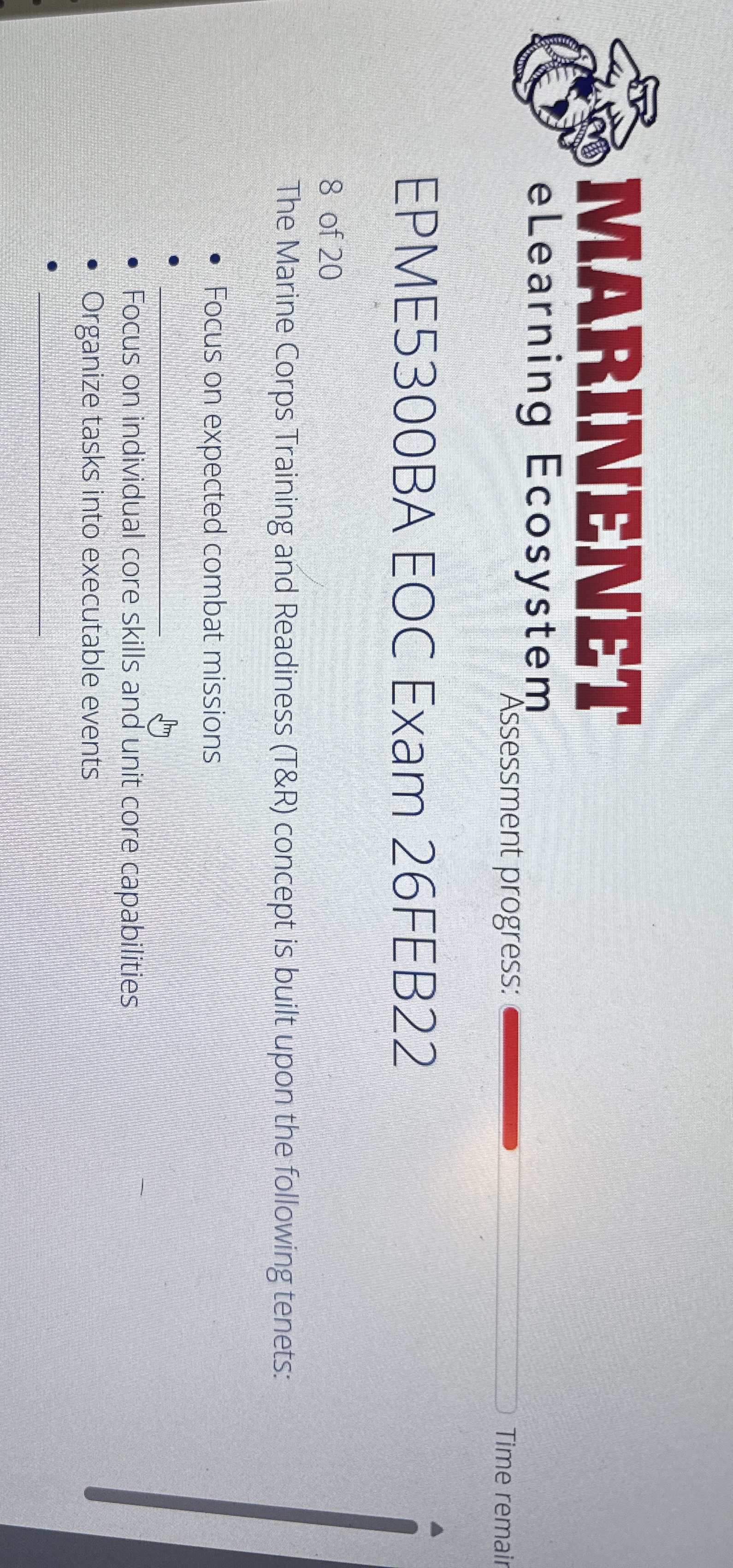  and 1 a 1 eLearning Ecosystem Assessment progress: Time remair EPME5300BA