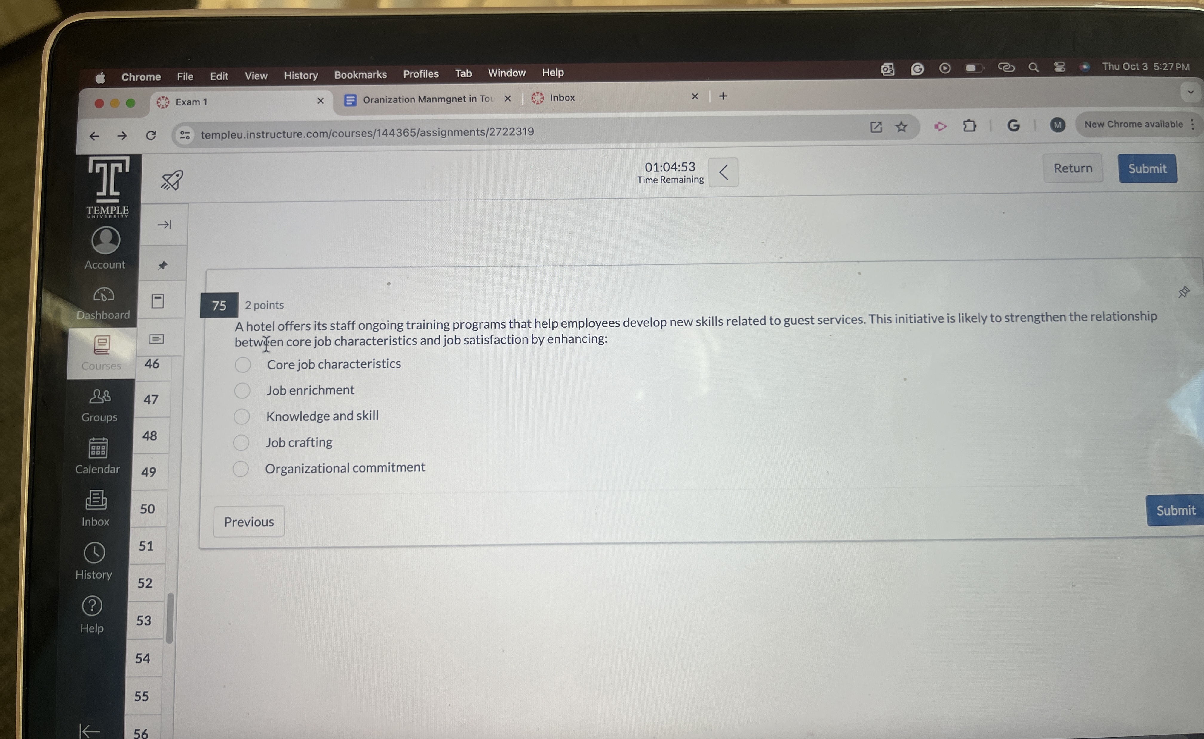  A hotel offering its staff ongoing training programs that help employees