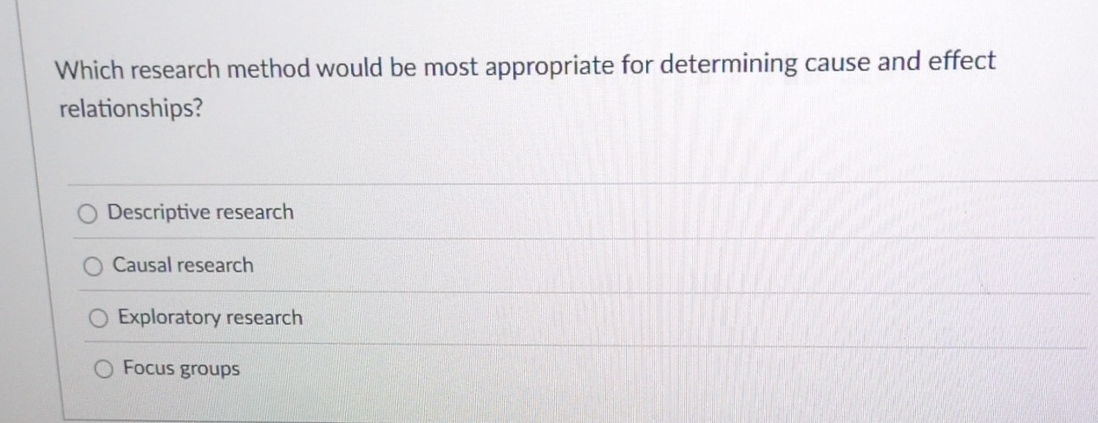  Which research method would be most appropriate for determining cause and