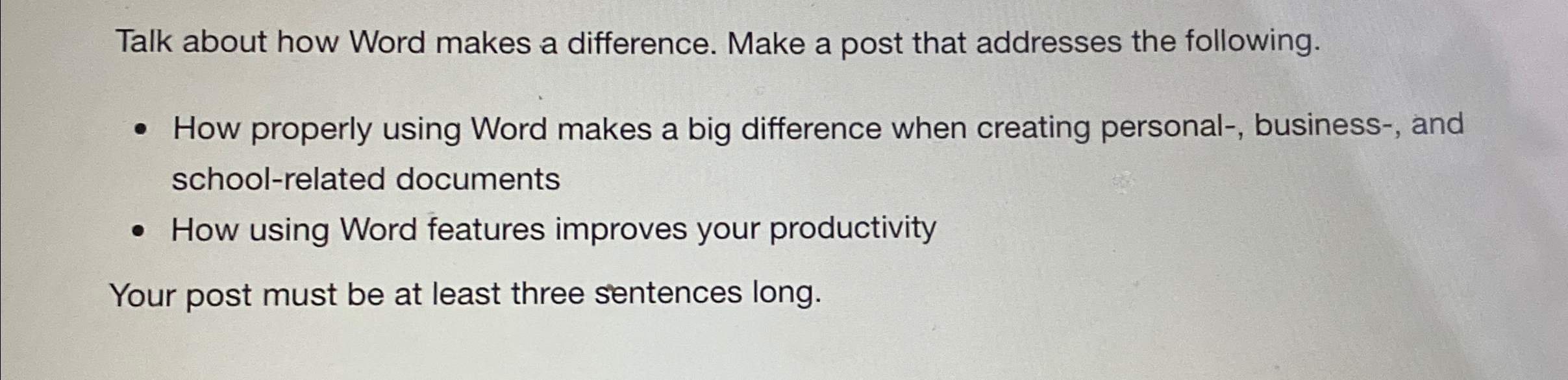  Talk about how Word makes a difference. Make a post that