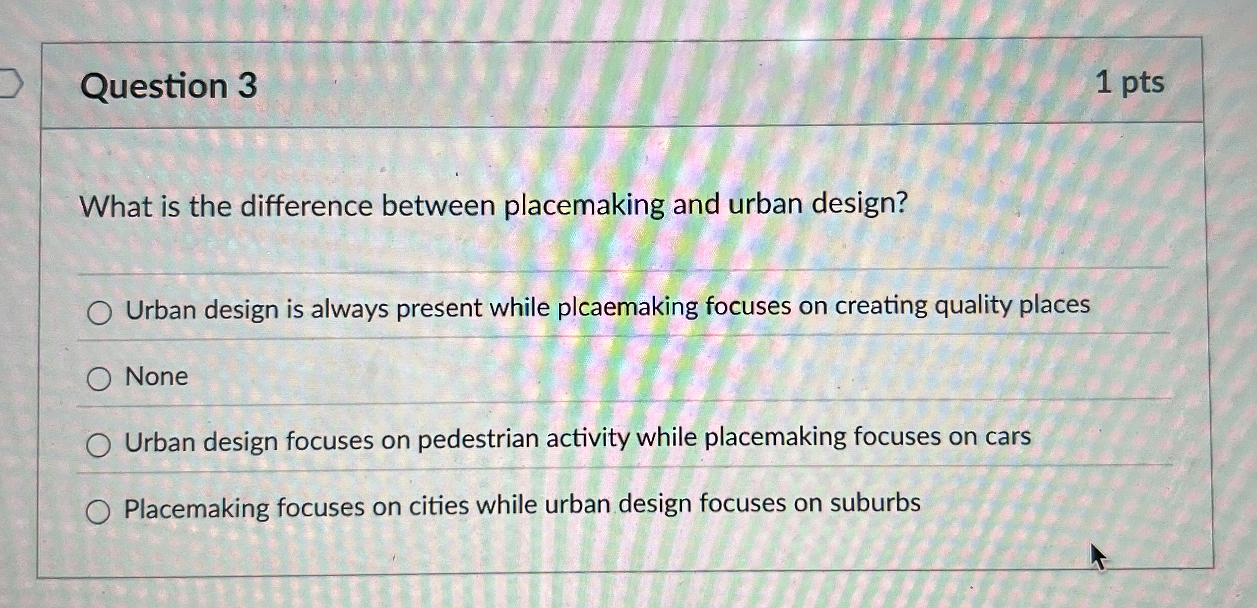  Question 3 What is the difference between placemaking and urban design?
