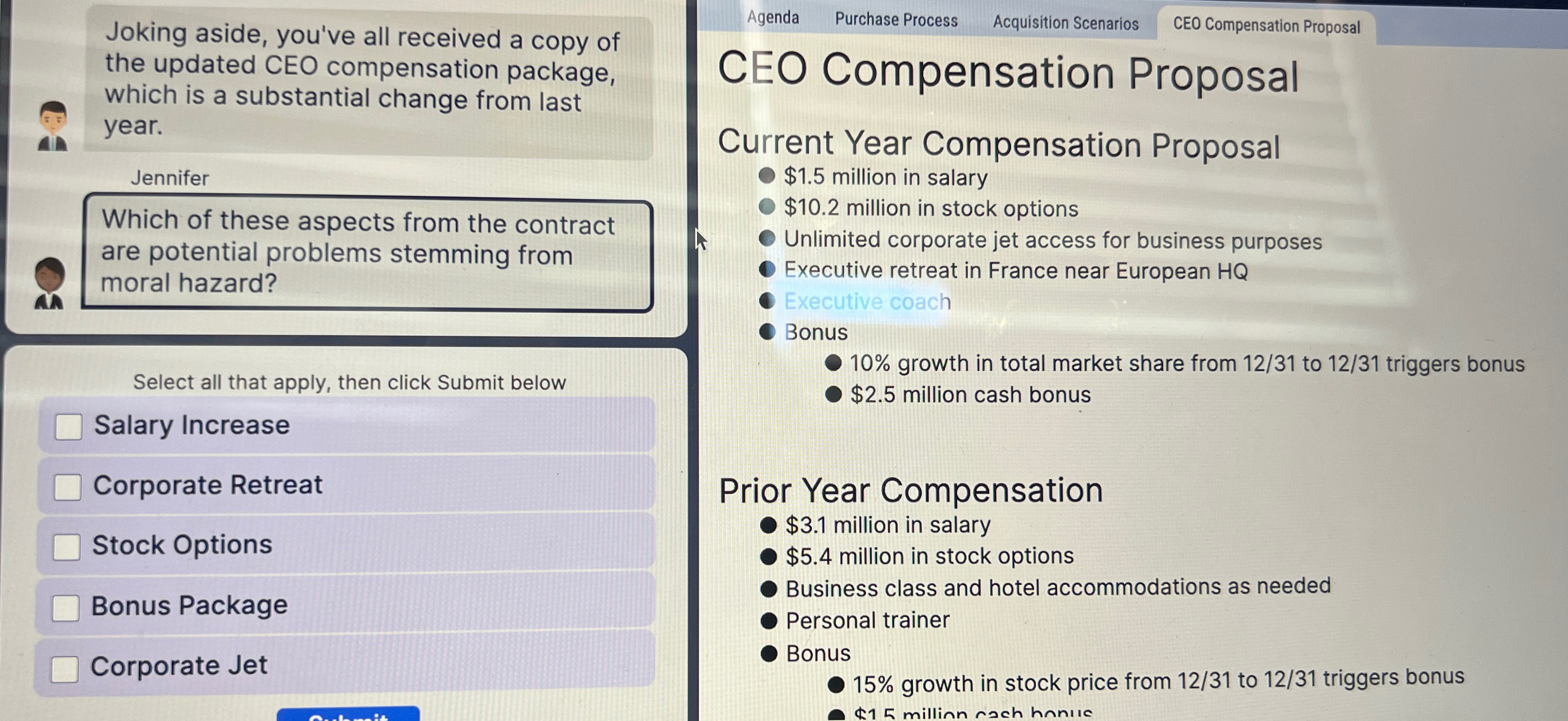  CEO Compensation Proposal Current Year Compensation Proposal $1.5 million in salary